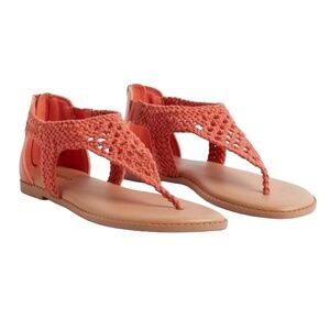 Torrid Wide Width Size 7WW Rust Crochet T-Strap Sandal